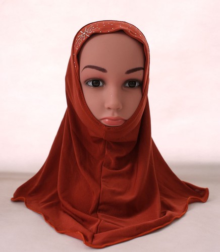 Kids Girls Islamic Muslim Rhinestone Head Scarf Prayer Hijab Scarf Headwear 2-6Y - Picture 22 of 62