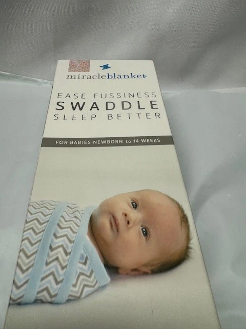 Miracle 毛毯襁褓包新生儿婴儿至 14 周-蓝色雪佛龙 — 第 2/4 张图片