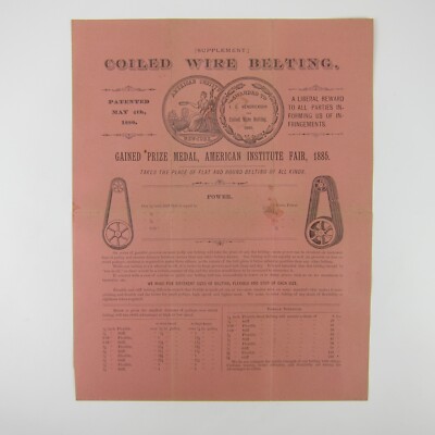JG Hendrickson Coiled Wire Belting Co NY Print Ad American Institute Fair 1885