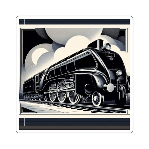 Sticker Vintage Steam Train Illustration Mallard Graphic Art Deco Transportation - Picture 11 of 25
