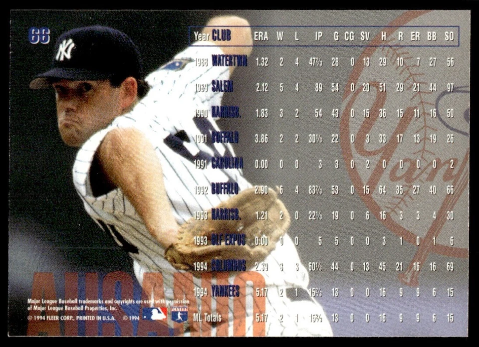1995 Fleer Joe Ausanio New York Yankees #66 - Image 2 of 2