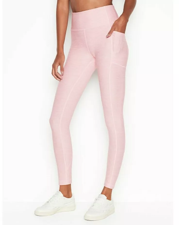 VICTORIA SECRET HEATHERED PINK/WHITE STUDIO LEGGING Size 6,  7/8length,NWT$69.50