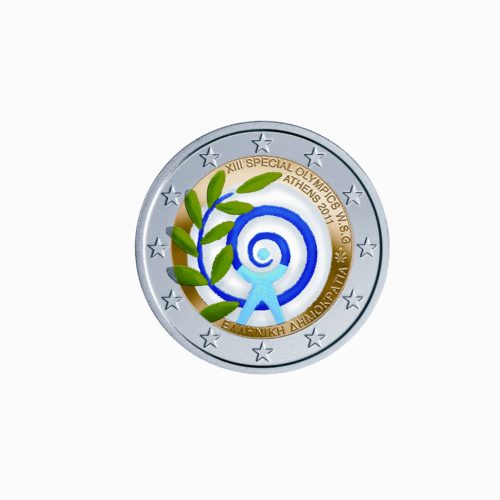 2011 GREECE 2 EURO COMMEMORATIVE MANUAL WITH OLYMPIC COLORS NEW - Picture 1 of 1