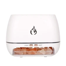 Salt Rock Scent Diffuser 3 In-1 Simulated Flame Diffuser Salt Lamp 7Color Change