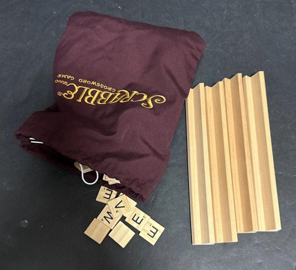 Super Scrabble Crossword Game 200 Wood Tiles Word Hasbro 2004 100% Complete - Image 3 of 4