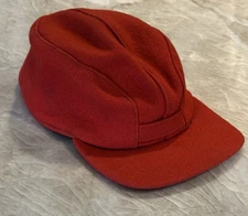 Vintage Red Wool Trapper Hunter Hat Cap With Ear Flaps