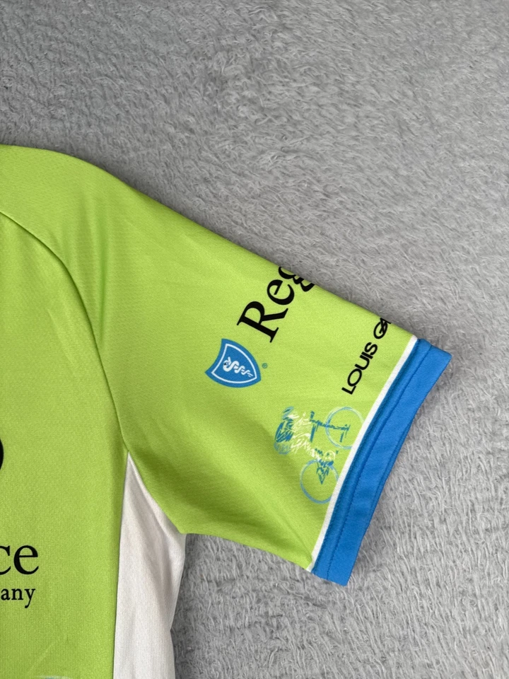 Jersey de ciclismo Louis Garneau para mujer grande azul verde 1/2 cremallera manga corta polietileno Foto 2 de 4