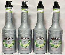 Monin Lime Fruit Mix Puree 4 x 1L | Vegan | 51% Fruit | Cocktail & Smoothie Mix