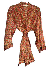 VTG Victoria's Secret Robe Women's 0S Multicolored Kimono Satin Floral Print