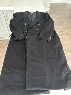 Barneys New York Sartoria Roma Black Wool Overcoat Made in Italy