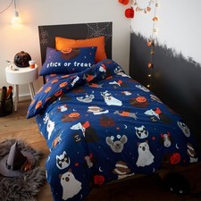 Catherine Lansfield Bedding Halloween Dogs Glow in the Dark Single 