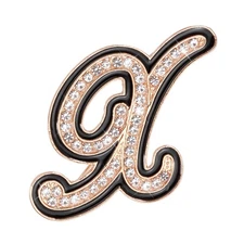 Rhinestone Letter Brooch Pins, Initial Letter X Broaches Lapel Pin, Gold Tone