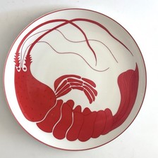 Vtg Villa Vanilla Palm Beach Herringbone Lobster 10.5” Plate Taste Setter Sigma