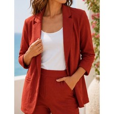 Terracotta Open Front Blazer Jacket Career Chic Office Layering Piece Size M