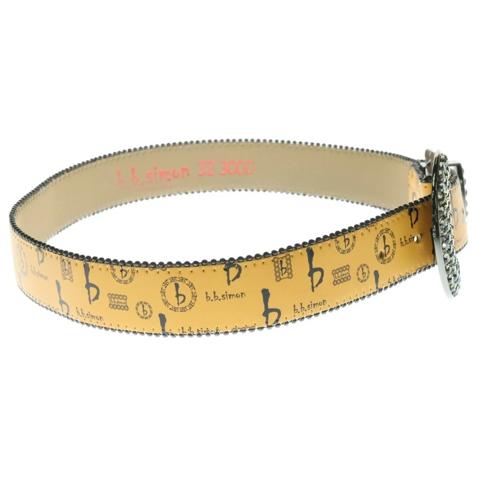b.b.simon BB узор классический желтовато-коричневый черный бриллиант кристалл включены кожи б/у 215 - Изображение 3 из 4