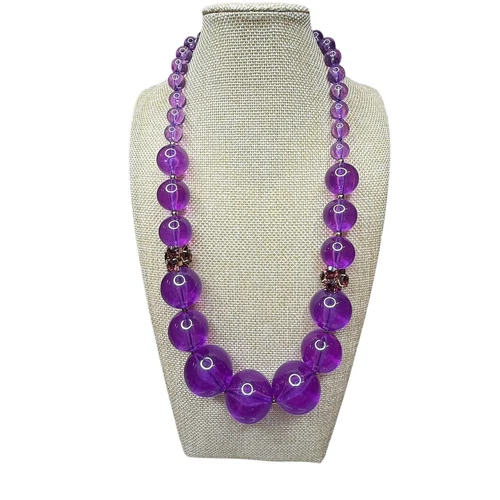 Vintage Kate Spade grande lungo viola perline strass collana bracciale fiammifero set