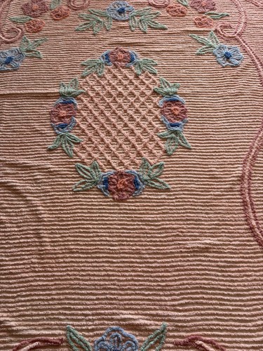 Genuine Chenille Bedspread Vintage Peach/pink 82 1/2x97 1/2 - Bild 3 von 5