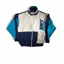 Vintage 90s Nike Zip Up Track Suit Jacket White BlueSize XL