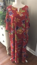 Vintage 1960  s Hawaiian Dress Muumuu Red Purple Floral One Size Fits All