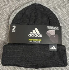 adidas Unisex Fold Beanie 2-pack Black & Gray NWT