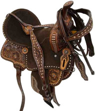 Leather Horse Saddle Western Barrel Racing Wooden Tree Handmade Trail Equestrian