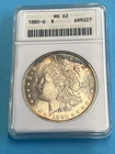 1880 O Morgan Silver Dollar ANACS MS-62 Old Holder Beautiful Toning