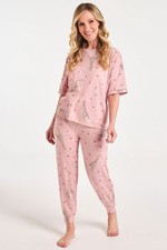 Image of Bon Marche Giraffe & Heart Print Pyjamas/lounge Set Short Sleeve 8/10 BNWT