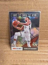 2019-20 Panini Hoops Gold Prizm lights camera action Giannis Antetokounmpo # 19