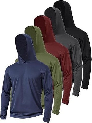 5 Pack Men'S Lightweight Pullover Hooded Tees   Long Sleeve Sweatshirts for Gym,
