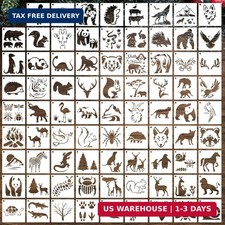 80 Pcs 5 x 5 Inch Stencils for Painting on Wood, Reusable Animal Flower Farm Pla