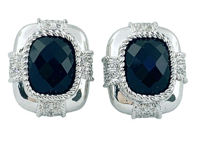 Statement Ohrstecker Diamant & schwarzer Onyx in Sterlingsilber von Olivia