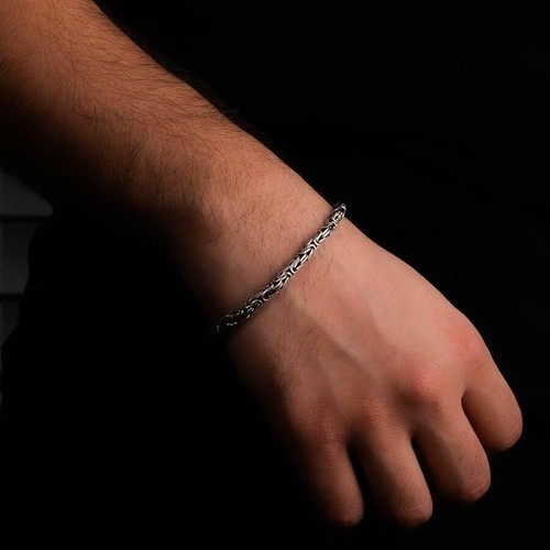Solid 925 Sterling Silver Men's King Byzantine Round Chain Bracelet! All Sizes - Picture 6 of 25