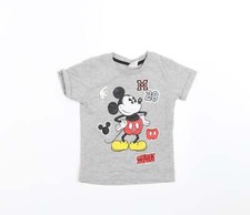 Disney Baby Grey Cotton Blend T-Shirt Size 12-18 Months   mickey mous