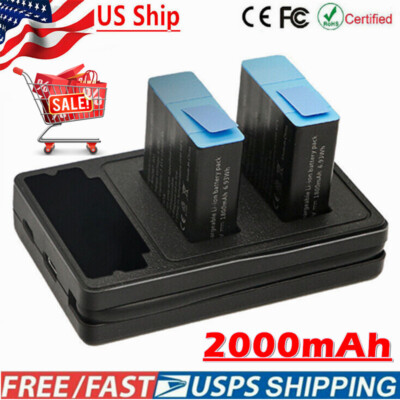 2PACK For GoPro Rechargeable Power Battery HERO9 & HERO10 2000mAh + DUAL CHARGER