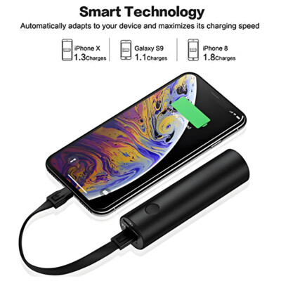 Portable 5000mAh Power Bank Battery Charger for iPhone&Android, with Flashlight