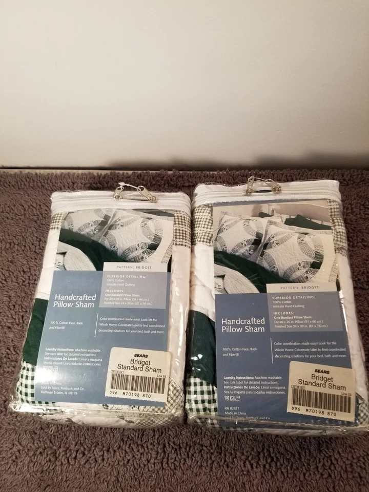 Juego de 2 fundas de almohada estándar acolchadas florales/guinga vintage Sears Foto 4 de 4