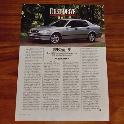 SAAB 1998 9-5 MAGAZINE ARTICLE ROAD & TRACK FIRST DRIVE 9000 REPLACEMENT
