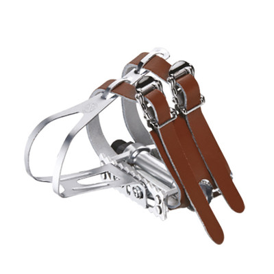 Paar Pedale Retro Plateau VP-365T Mit Beinstrecker und Riemen aus Leder Für Rad