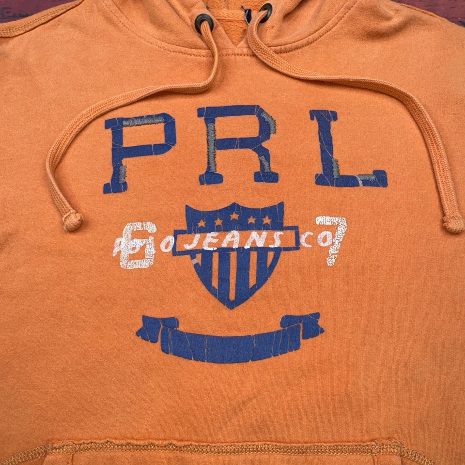 De Colección Ralph Lauren Polo Jeans Co Sudadera con Capucha Para Hombres Grande Desteñido Naranja PRL Y2K Foto 2 de 4