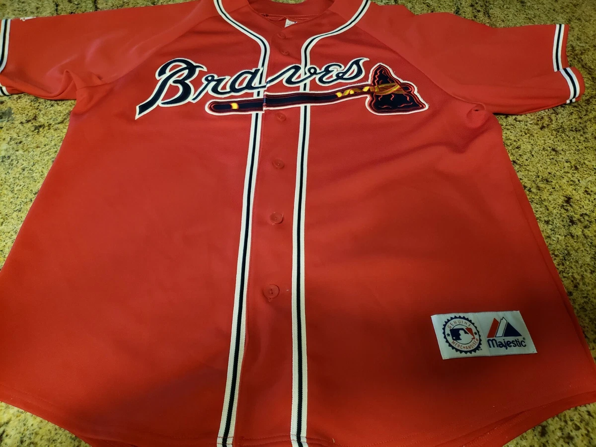 Majestic ATLANTA BRAVES Button-Down Baseball Jersey - A6400 Scarlet - Size  XL