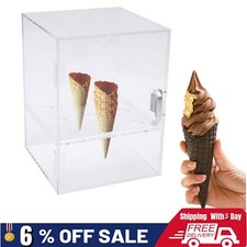 Acrylic Ice Cream Cone Holder /Waffle Cone Storage/ Counter Top Display Stand US
