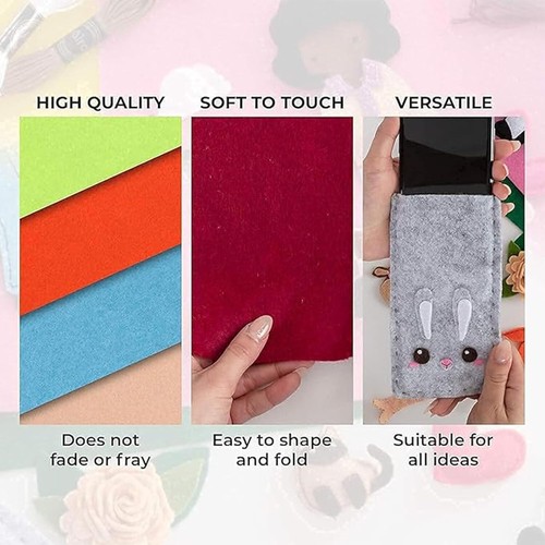 A4 Size Sheet Pack of 20 Bright Multicolor Stiff Felt 1mm Thick Paper for Craft - Picture 118 of 293