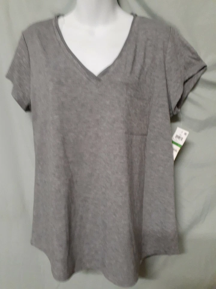 Top de pijama gris jaspeado Alfani SOLO manga gorra grande 44" BUSTO  Foto 2 de 4