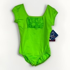 NWT Child Large 12-14 Neon Green Motionwear Dance/Gymnastics Leotard