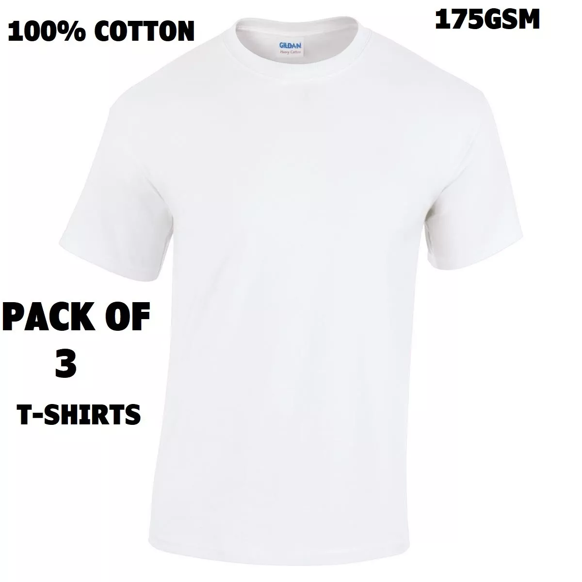 morbiditet Lav et navn Til fods Gildan Mens 3 Pack Heavy Cotton White Plain T Shirts Top Wholesale S-5xl Men  New | eBay