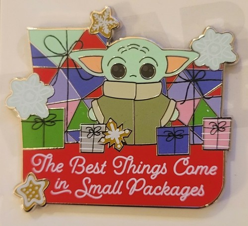 Disney 2021 Star Wars Holiday Baby Yoda Best Things Come in Small Packages Pin