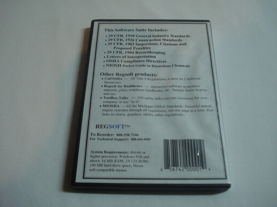 REGSOFT REGLAMENTOS FEDERALES OSHA CON NIOSH 29 CFR, 1903 1904 1910 1926 $199,95 Foto 4 de 4