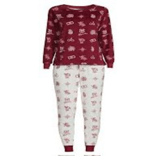Harry Potter Women s Size XL Pajama Set Red White Allover Print Velour 2 Piece