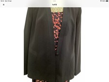 Jacques Vert Navy Orange Heart Chiffon Dress Jacket Size 22 Pristine Away 3.9