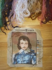 Collection D'art Boy Blue Painted Needlepoint Canvas Greece Persian Wool